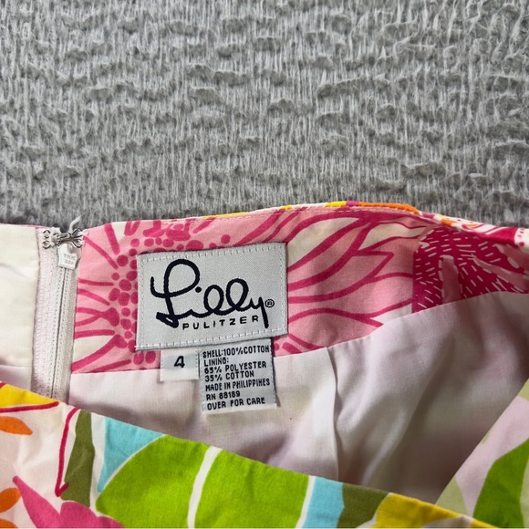 Lilly Pulitzer Skirt Womens 4 Multicolor Patchwork Print Lined Cotton Preppy - Picture 8 of 10